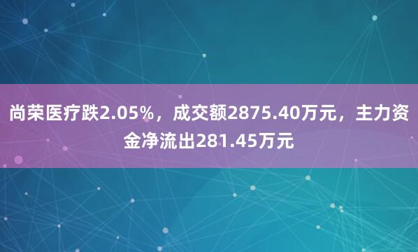 尚荣医疗跌2.05%，成交额2875.40万元，主力资金净流出281.45万元
